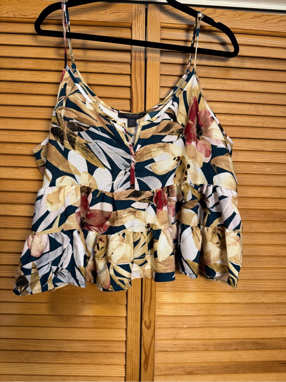 Midnight Bakery Tropical Floral Tiered Cami Tank‎ Top Size XL EUC